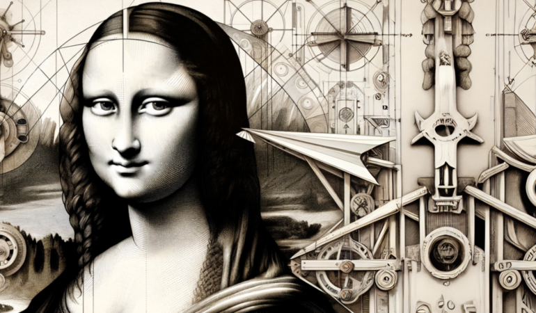 Mona Lisa in pen and ink style